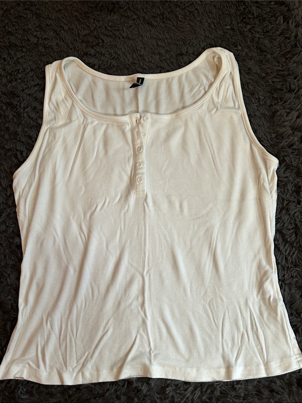 Women's Cream Ribbed Henley Tank Top